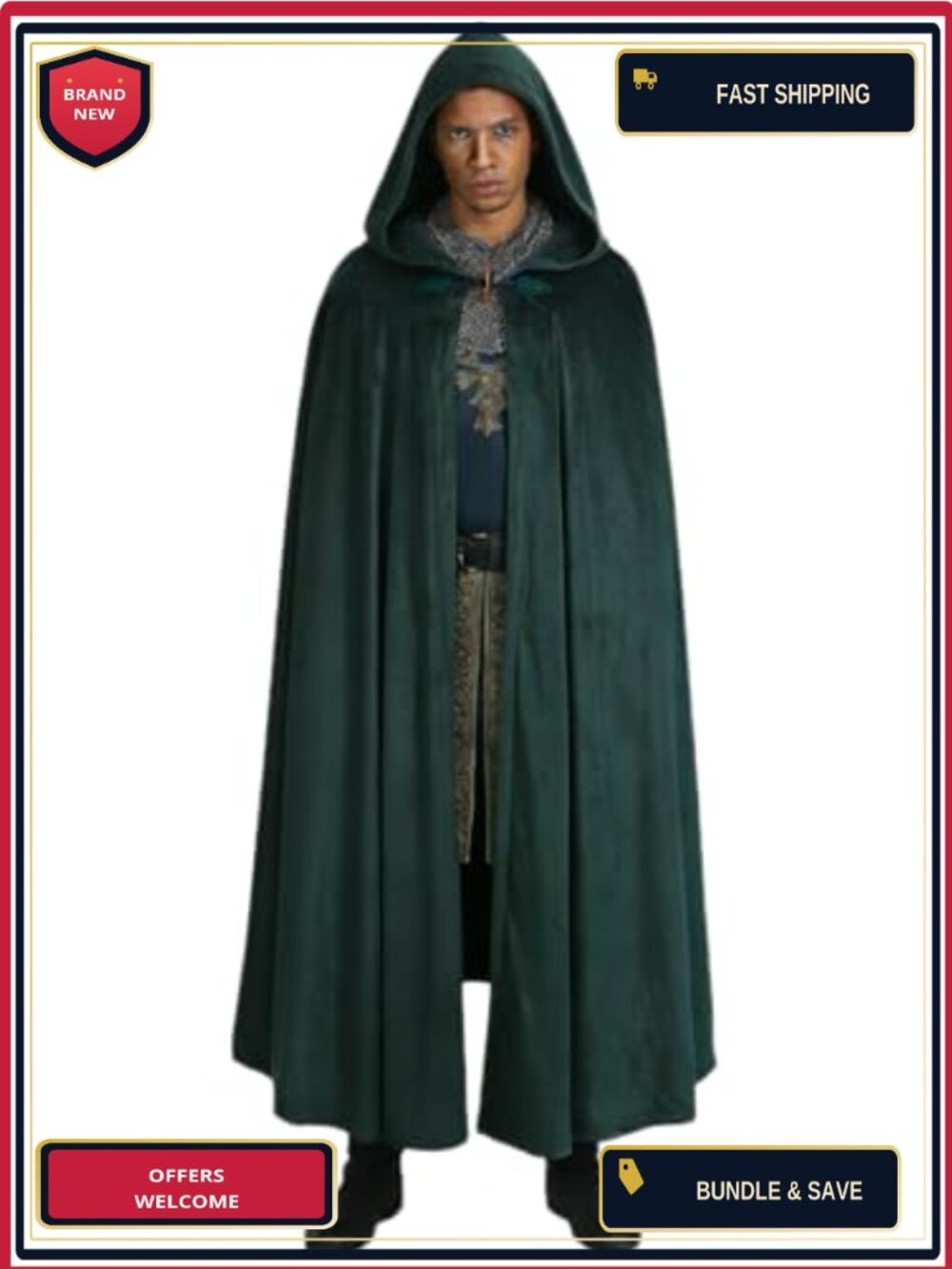 Renaissance Hooded Cape Adult Velvet Medieval Cloak Men Women Victorian